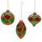 Kurt Adler 80 MM Green and Red Ball, Onion, Teardrop, 3-Piece Set